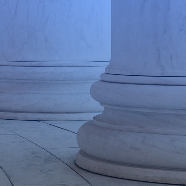 A close-up view of a marble column